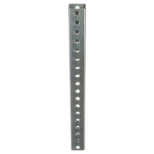 Metal stage leg with holes running up the height